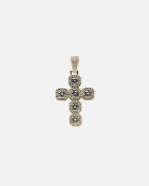 Saint Morta Palladium Iced Cross Pendant Iced Gold