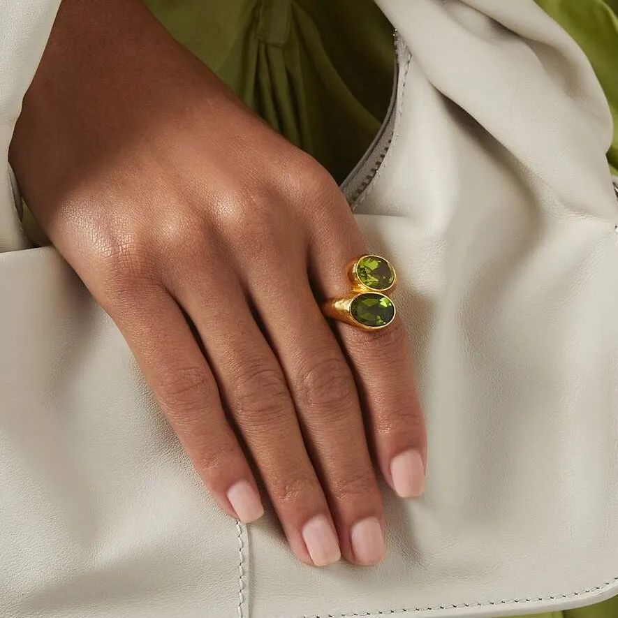 Santorini Ring Dark & Light Green Tourmaline Quartz