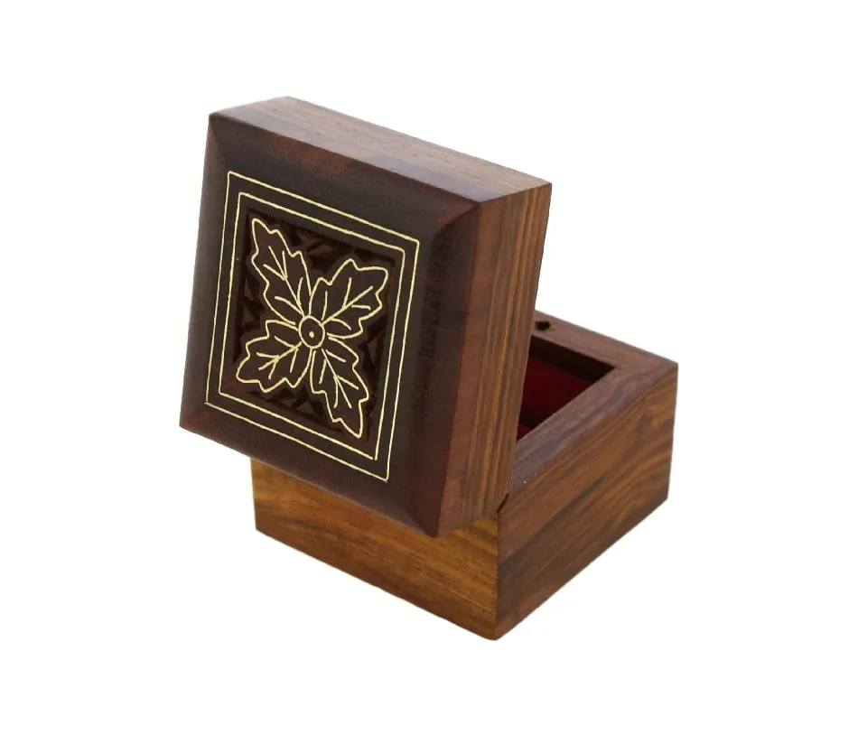 ShalinIndia Wooden Box for Jewelry Handmade Indian - Perfect for Rings,2X2X2 Inch,wc_ring_box_1