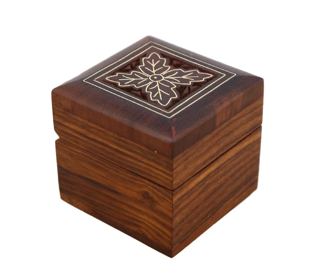 ShalinIndia Wooden Box for Jewelry Handmade Indian - Perfect for Rings,2X2X2 Inch,wc_ring_box_1