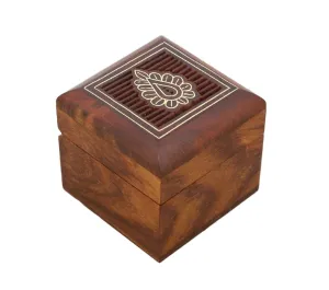 ShalinIndia Wooden Box for Jewelry Handmade Indian - Perfect for Rings,2X2X2 Inch,wc_ring_box_6