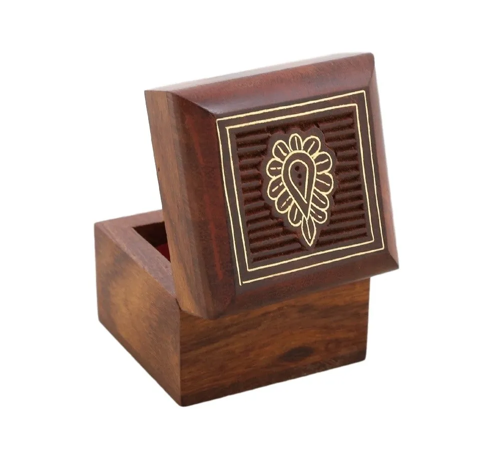 ShalinIndia Wooden Box for Jewelry Handmade Indian - Perfect for Rings,2X2X2 Inch,wc_ring_box_6