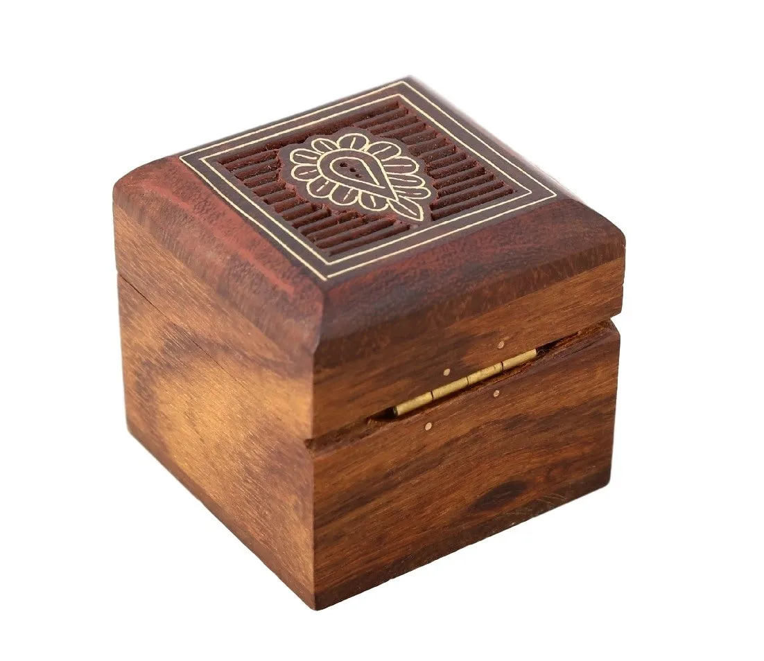 ShalinIndia Wooden Box for Jewelry Handmade Indian - Perfect for Rings,2X2X2 Inch,wc_ring_box_6