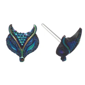 Shiny Fox Head Studs Hypoallergenic Earrings for Sensitive Ears Made with Plastic Posts