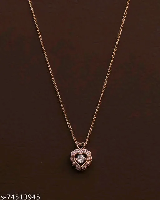 Shiv Pendle Set - Rose Gold American Diamond Pendant & Chain Necklace Set for Women