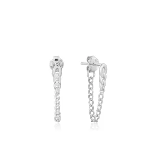 Silver Curb Chain Stud Earrings