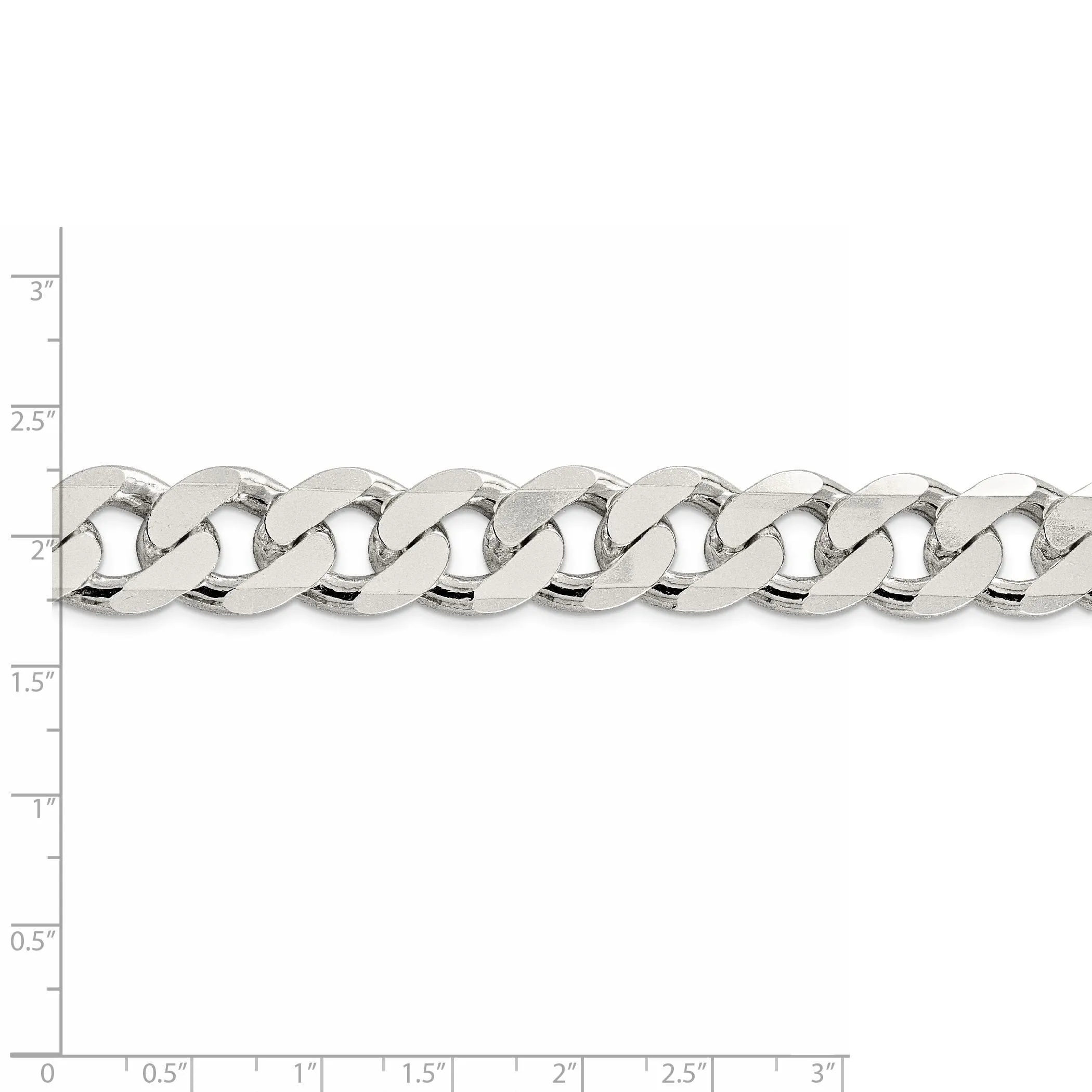 Silver Polished 15.00-mm Solid Curb Link Chain