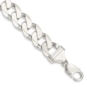 Silver Polished 15.00-mm Solid Curb Link Chain