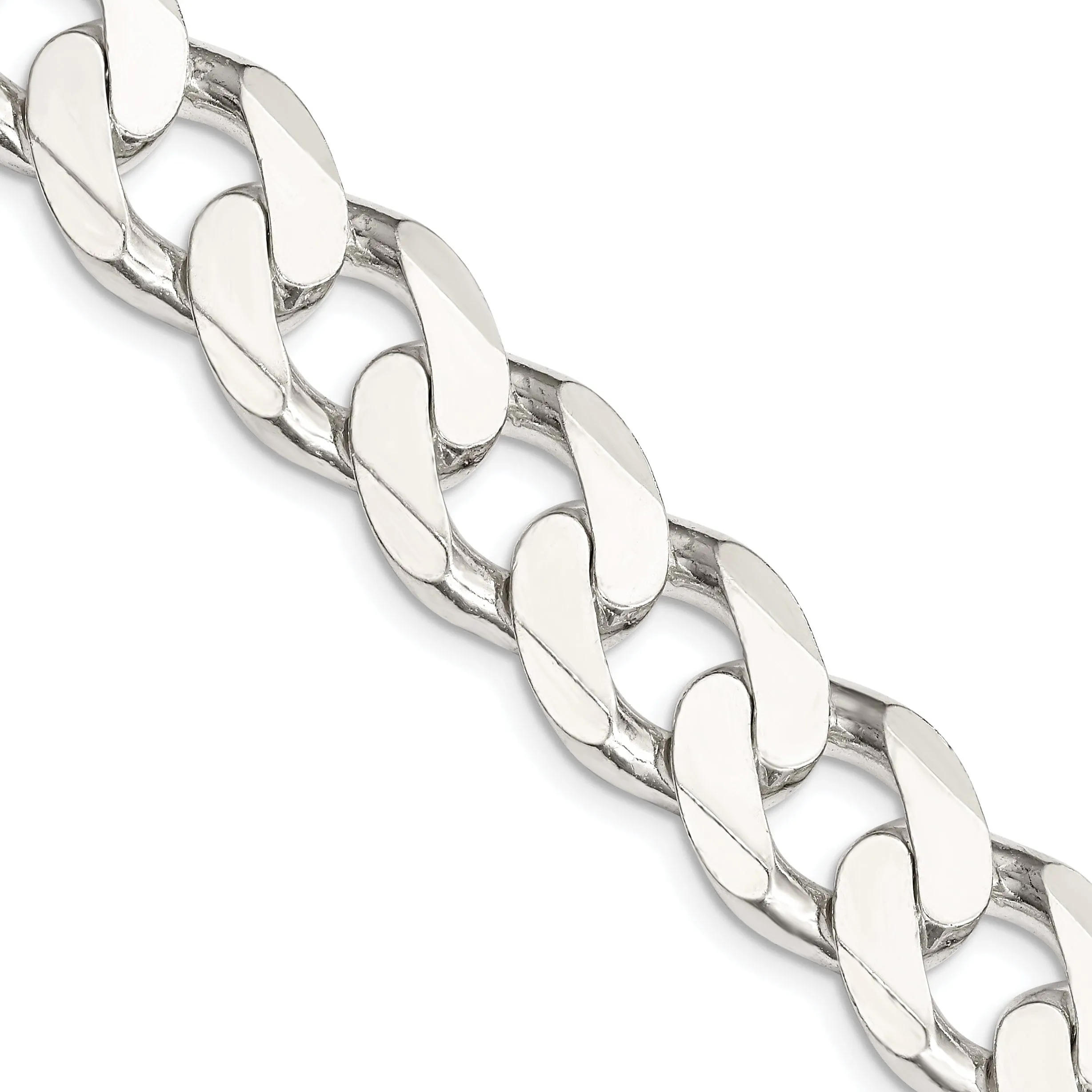 Silver Polished 15.00-mm Solid Curb Link Chain