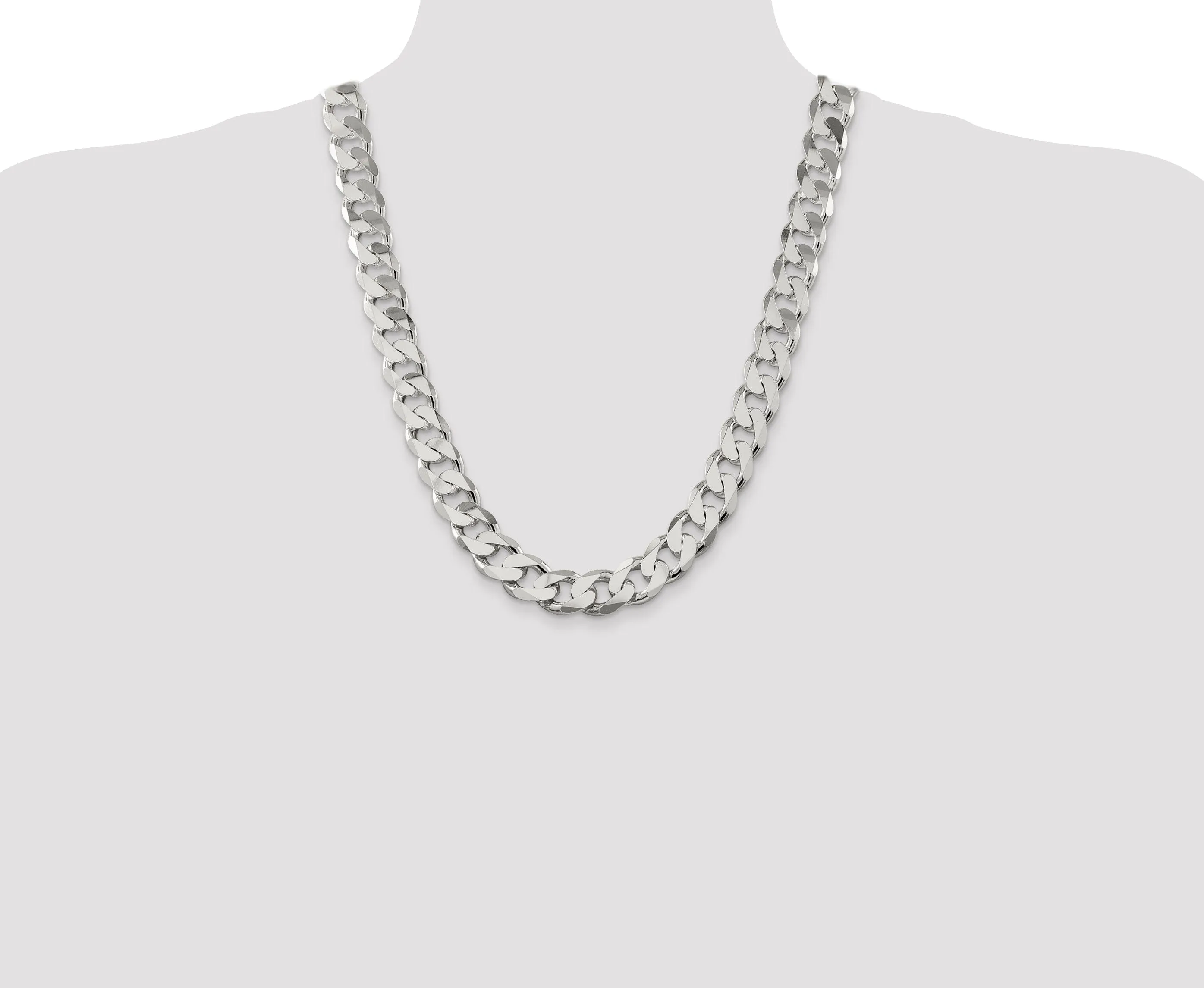 Silver Polished 15.00-mm Solid Curb Link Chain