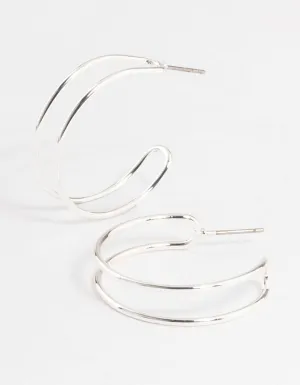 Silver Wire Double Hoop Earrings