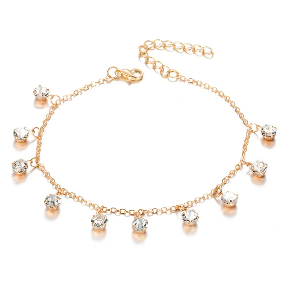 Simple Ladies Alloy Diamond Anklet