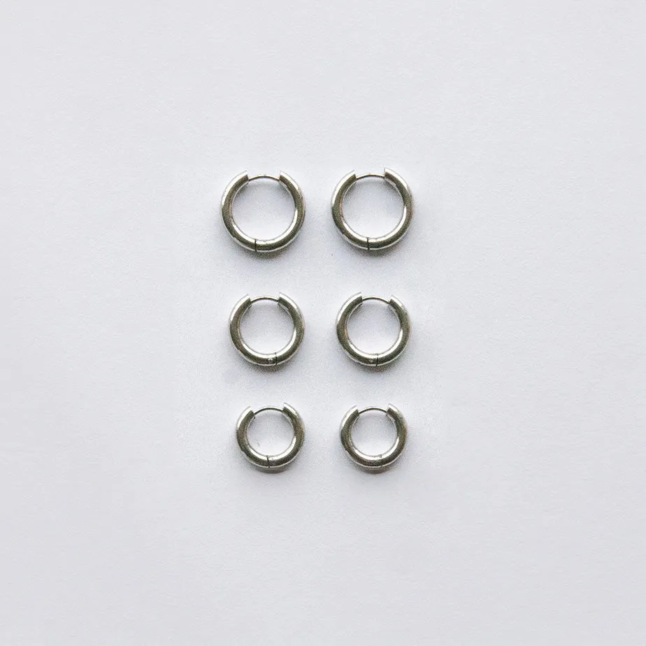 Stainless Steel Classic Hoops Huggie Earrings (Thick)