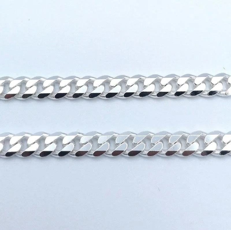 Sterling Silver 6.6mm Diamond Cut Curb Chain