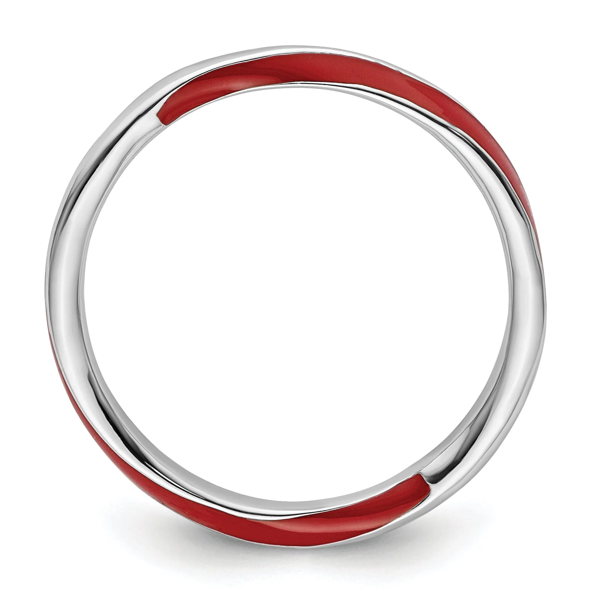 Sterling Silver Red Enameled Stackable Ring