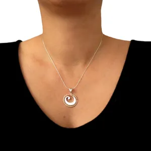 Stylish 925 Silver and Copper Circle Drop Pendant Necklace