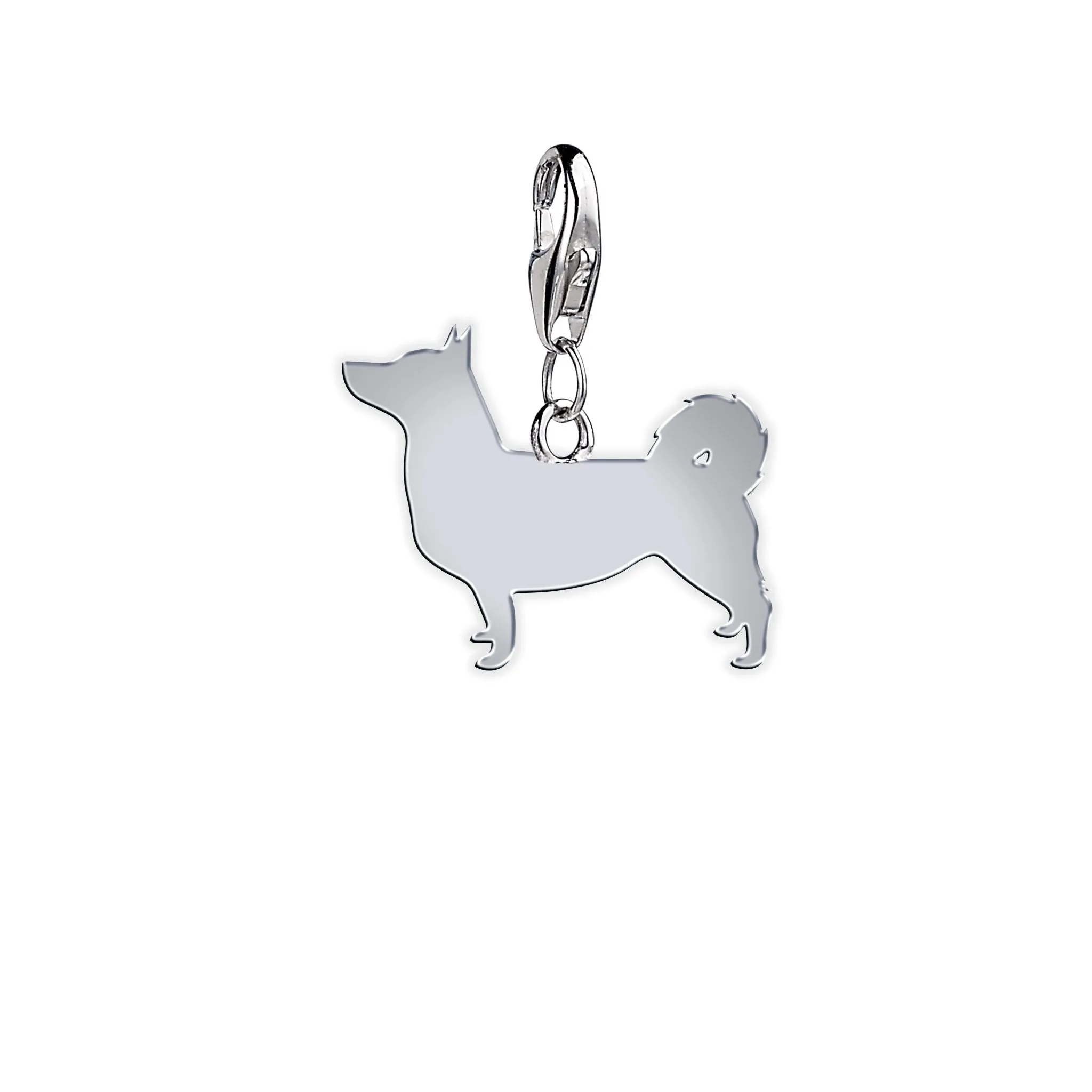 Swedish Vallhund Silhouette Silver Charm