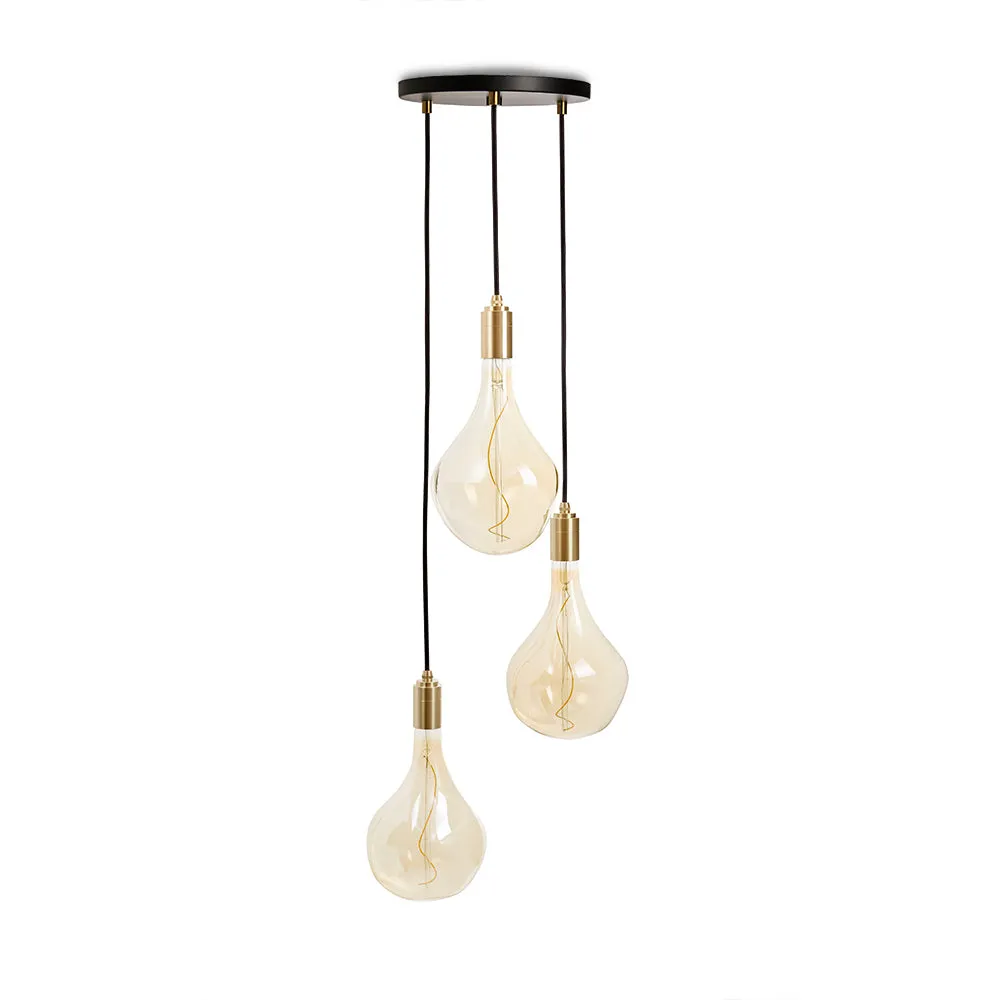 Tala Triple Pendant Brass with Voronoi II, Black Canopy