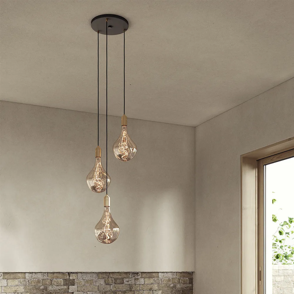 Tala Triple Pendant Brass with Voronoi II, Black Canopy