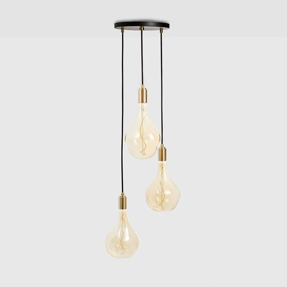 Tala Triple Pendant Brass with Voronoi II, Black Canopy