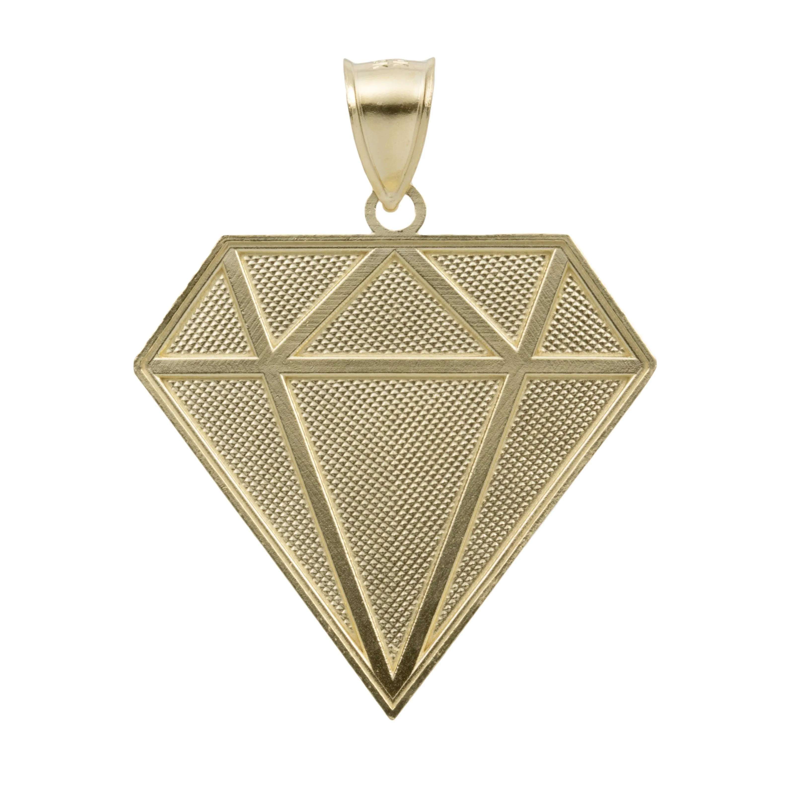 Textured Diamond Shaped Pendant 10K Yellow Gold