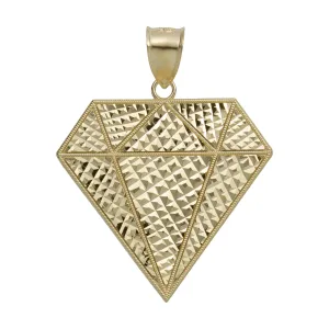 Textured Diamond Shaped Pendant 10K Yellow Gold