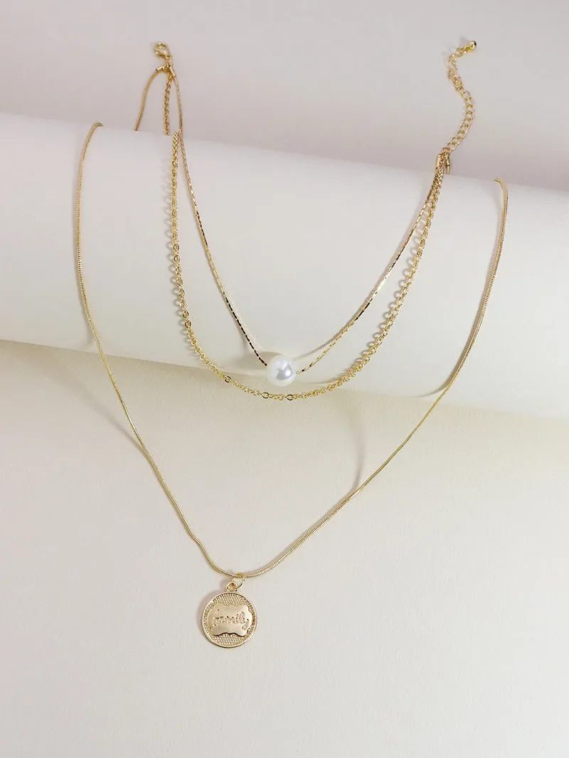 Three-Layer Gold Pendant Necklace - Stylish Clavicle Chain with Cross-Border European Design