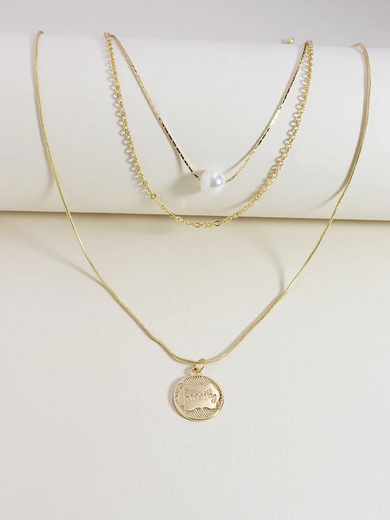 Three-Layer Gold Pendant Necklace - Stylish Clavicle Chain with Cross-Border European Design