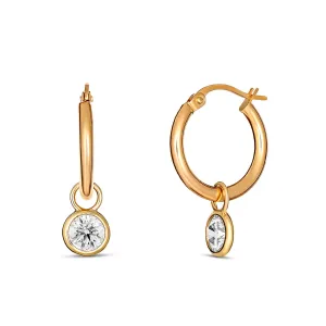 Timeless 9CT Yellow Gold Hoop and Cubic Zirconia Drop Earrings