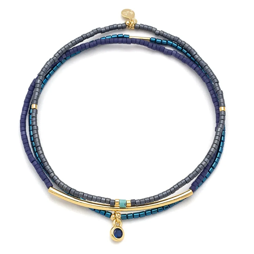 Tonal Chromacolor Miyuki Bracelet Trio - Navy & Gold