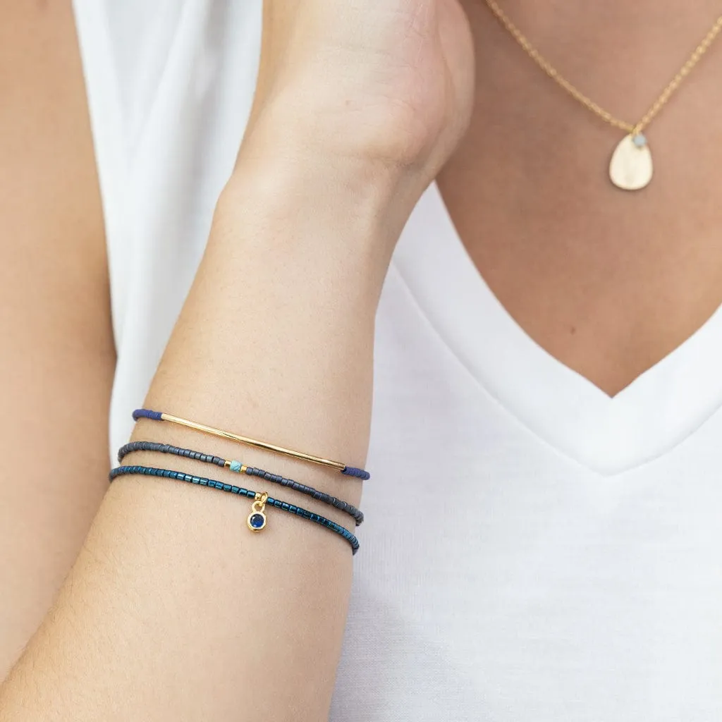 Tonal Chromacolor Miyuki Bracelet Trio - Navy & Gold