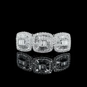 Trio Cushion Half Eternity Diamond Ring 14kt