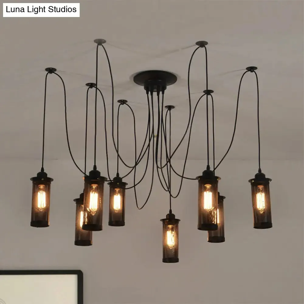 Vintage 3/8 Bulbs Pendant Light with Mesh Shade - Stylish Kitchen Ceiling Fixture in Black