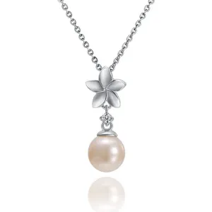 White Pearl Plumeria Pendant