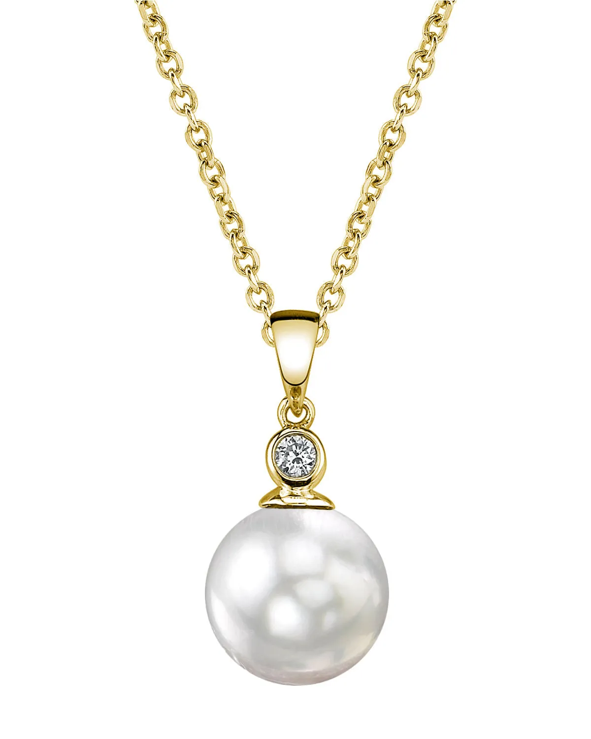 White South Sea Pearl & Diamond Bezel Pendant